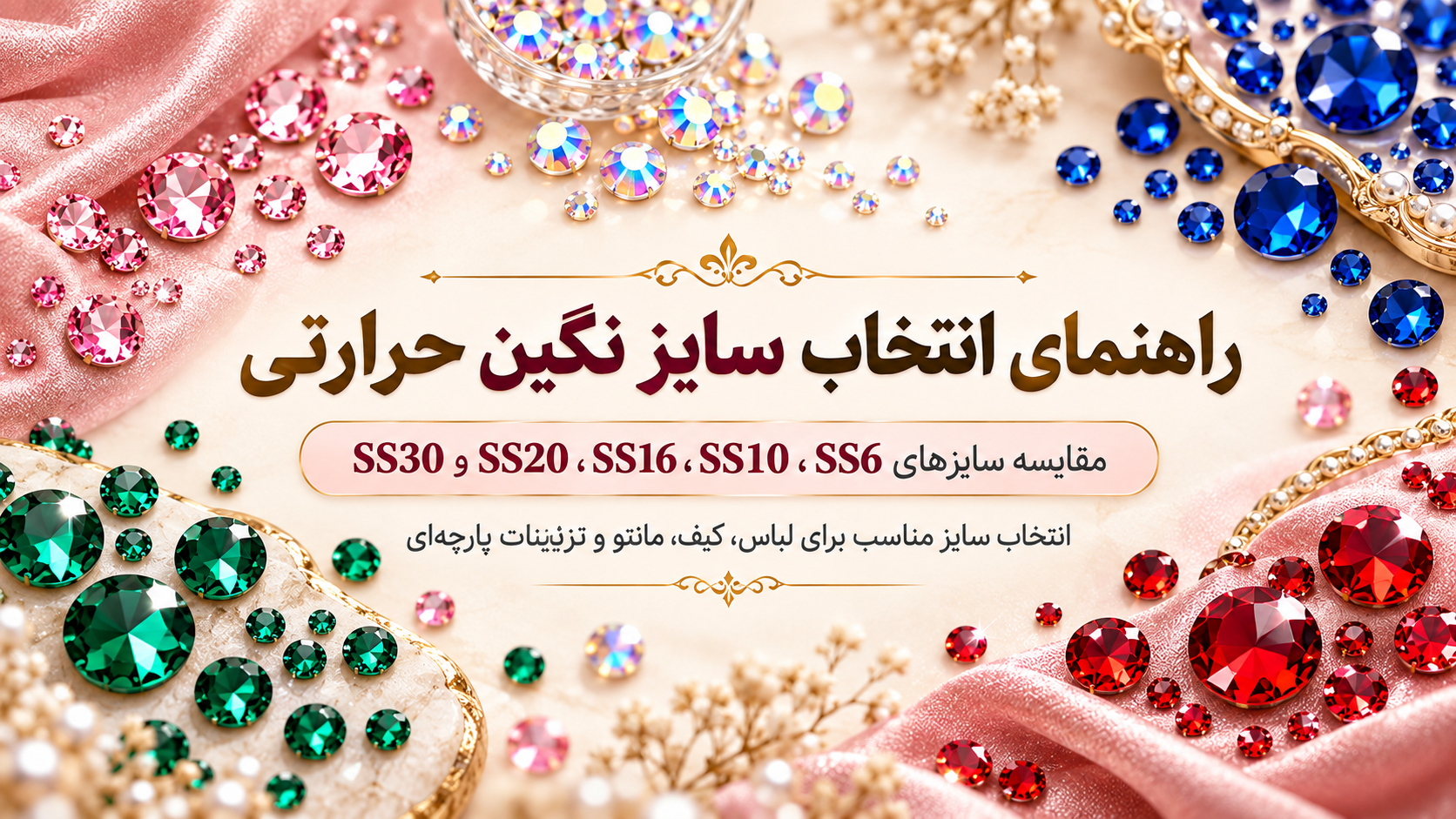 راهنمای انتخاب سایز نگین حرارتی DMC؛ از SS6 تا SS30